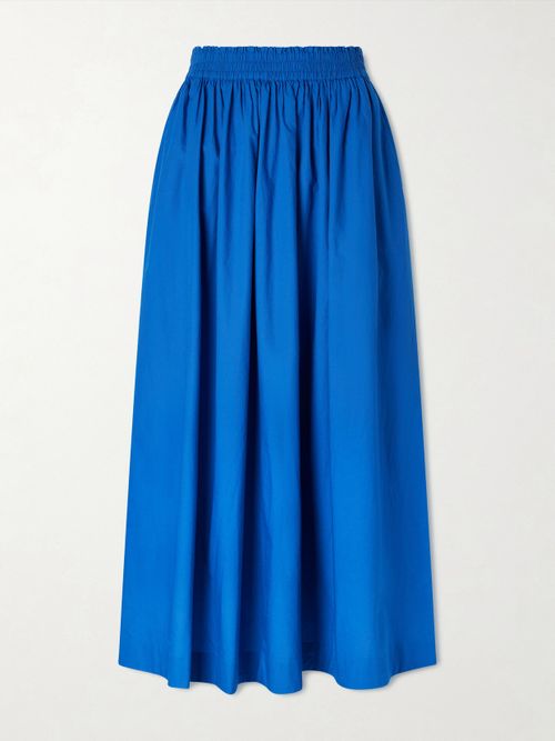 Dagny Organic Cotton-poplin Midi Skirt - Blue