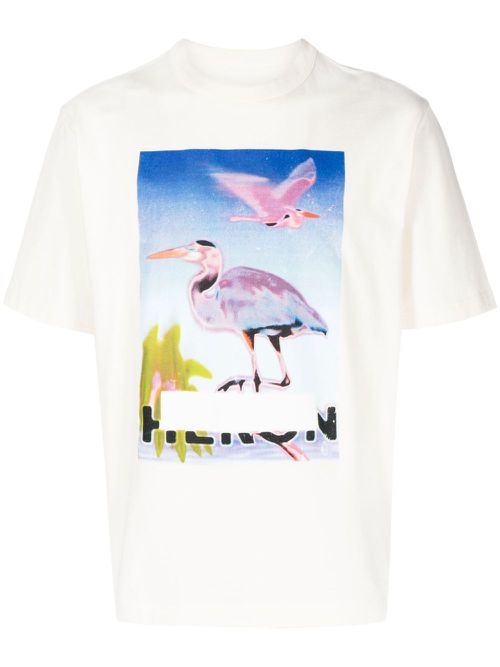 Censored Heron cotton T-shirt - Neutrals