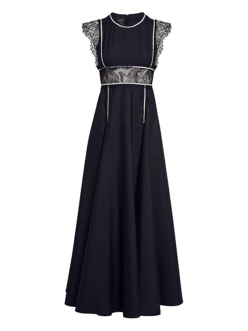 Lace-insert dress - Black
