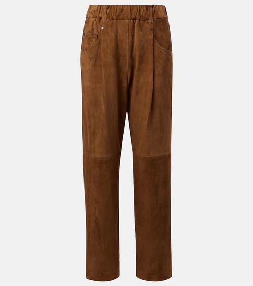 Suede straight pants