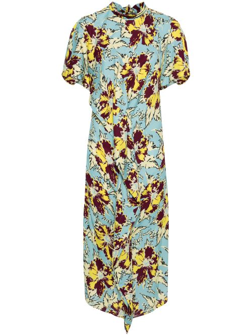 Floral-print midi dress - Blue