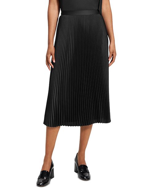 Slim Pleated Satin Skirt