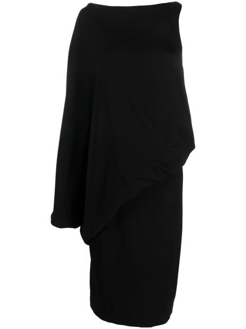 Asymmetric silk midi dress - Black