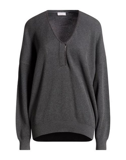 Woman Sweater Charcoal Size L Cotton