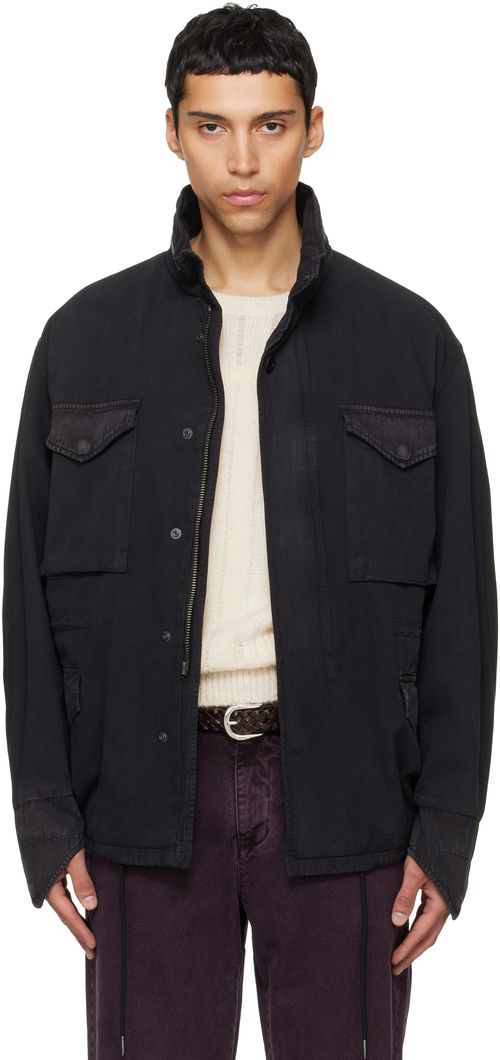 Black Garment Dyed Cotton Field Jacket