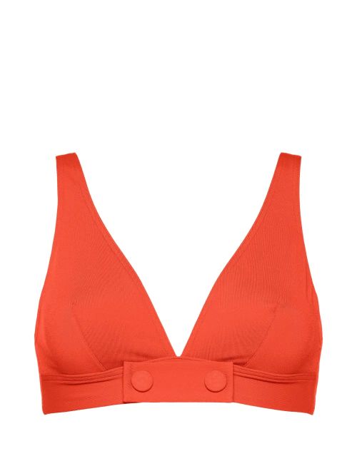 V-Neck with Button Detail Bikini Top — Red