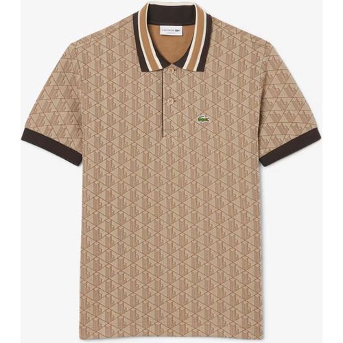 Lacoste Mens Monogram Polo-Beige Cotton - Sma
