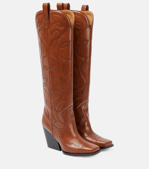 Faux leather cowboy boots