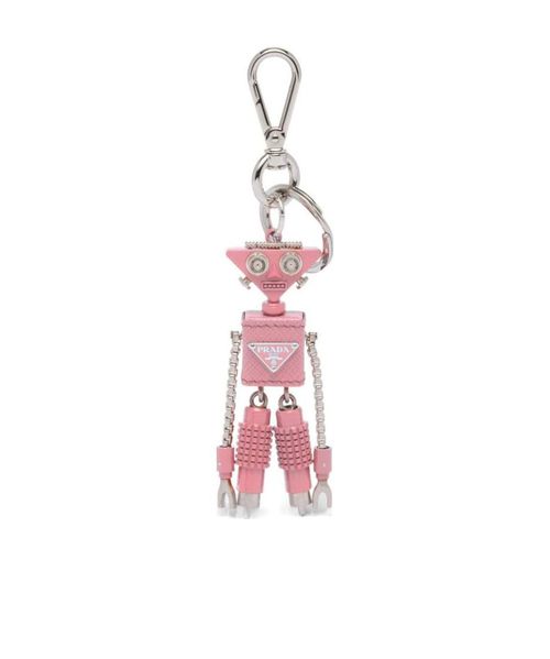Saffiano leather robot keychain trick