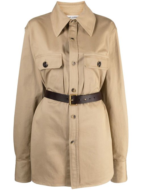 Belted Saharienne shirt - Neutrals