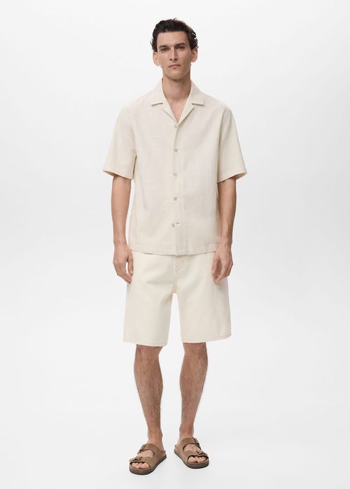 Cotton linen-blend regular-fit shirt ivory white - Man - 