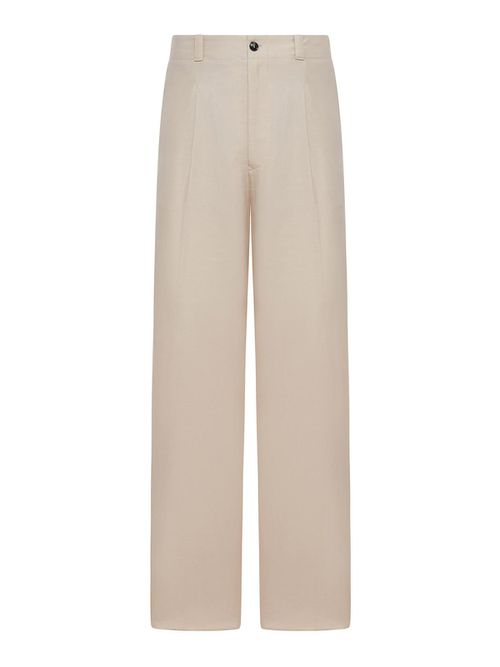 Straight-Leg Trousers In Linen Blend