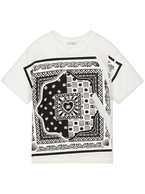 Bandana-print cotton T-shirt - White