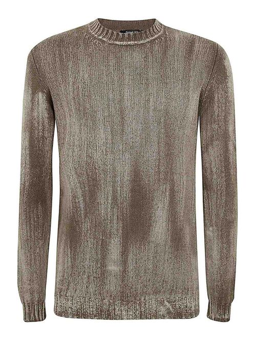 Tonal Effect Round Neck Off Gauge Pullover