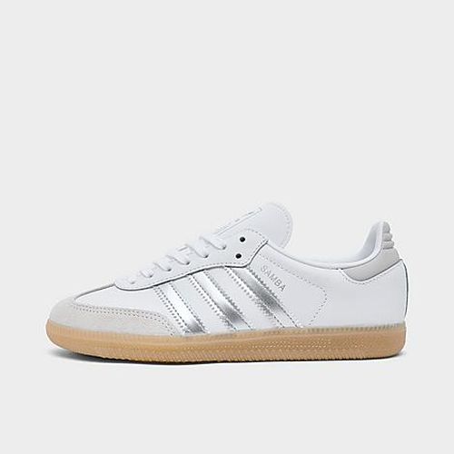 Big Kids Originals Samba OG Casual Shoes in White/Metallic Silver