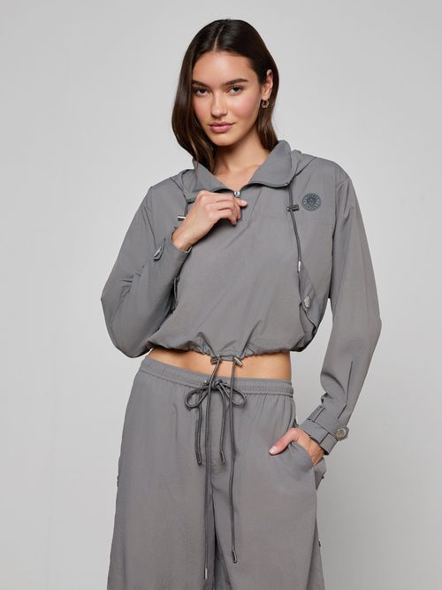 Bronwyn Cropped Windbreaker In Medium Grey