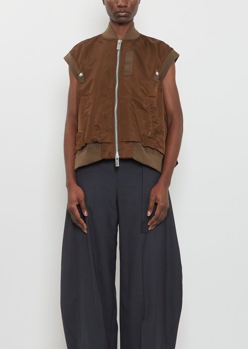 Sacai Nylon Twill Vest Brown