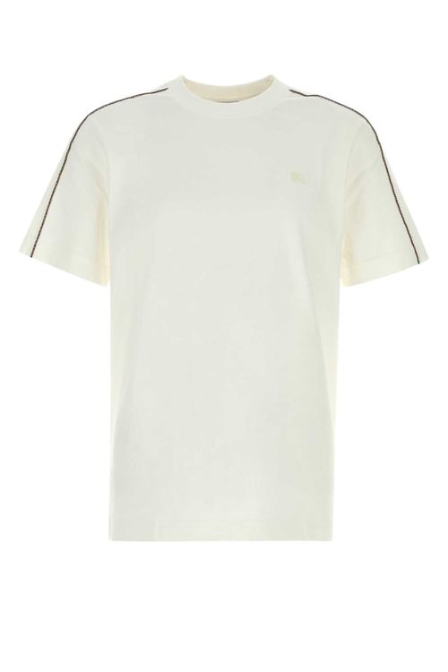 Striped-Sleeve Cotton T-Shirt — White