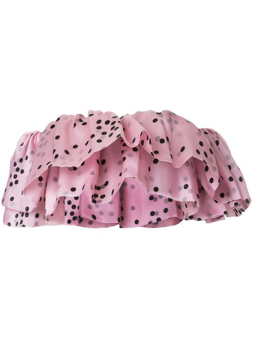 Ruffled silk organza top - Pink