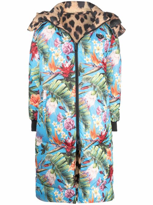 Iconic Plein reversible hooded coat - Brown