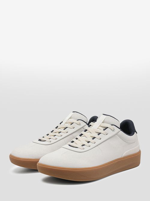 White Men's Casual Shoes Round Toe Lace Up Sneaker