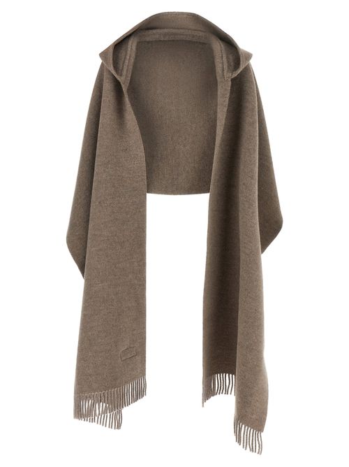 Hooded Wool Cashmere Scarf — Taupe