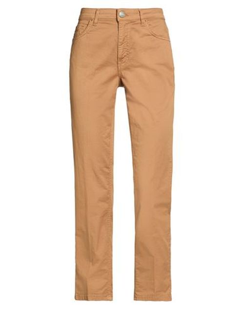 Woman Pants Brown Size 24 Cotton, Elastane