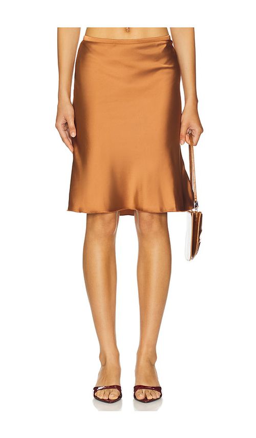 LIONESS Shoreline Midi Skirt in Rust.  XS. Also in L