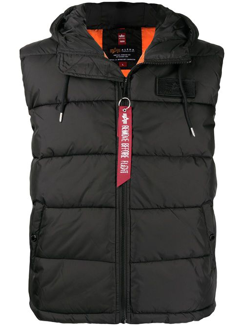 Alpha Industries logo-patch padded gilet - Black
