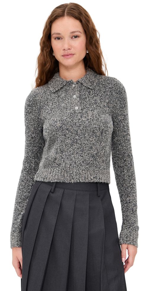 Wren Boucle Polo Sweater Charcoal