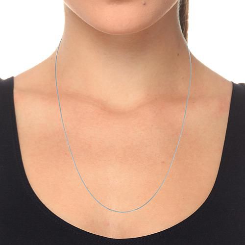 "14K White Gold Box Chain Adjustable 22"" Necklace"