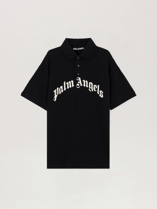 Curved Logo Polo Shirt Man  Black Off White