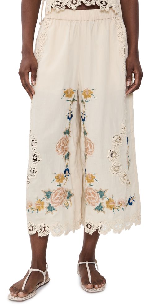 Adonna Embroidered Pants Cream