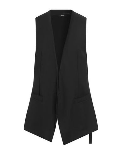 Man Tailored Vest Black Size 38 Virgin Wool