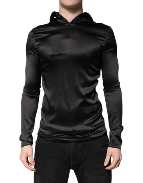 Silk Turtleneck Sweater — Black