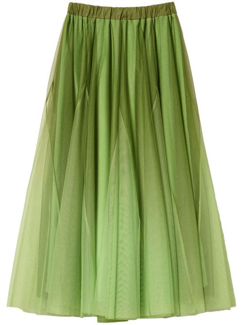 Fadeout-printed tulle skirt - Green