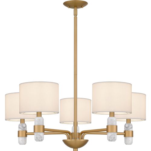 Brushed Weathered Brass Five Light Chandelier from the Kimberly Collection