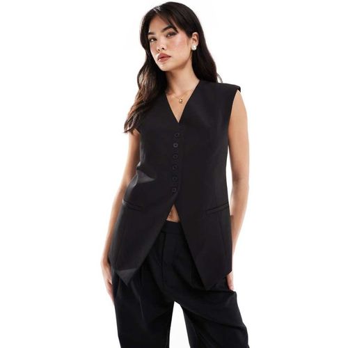 ASOS DESIGN Womens longline exaggerated shoulder waistcoat in black
