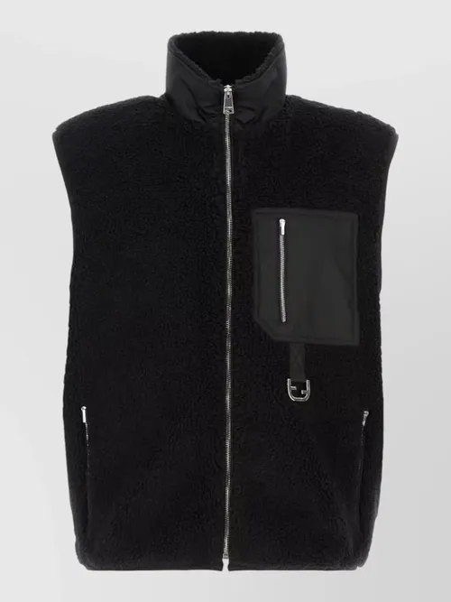 Fendi - teddy fabric vest high collar pockets buckle