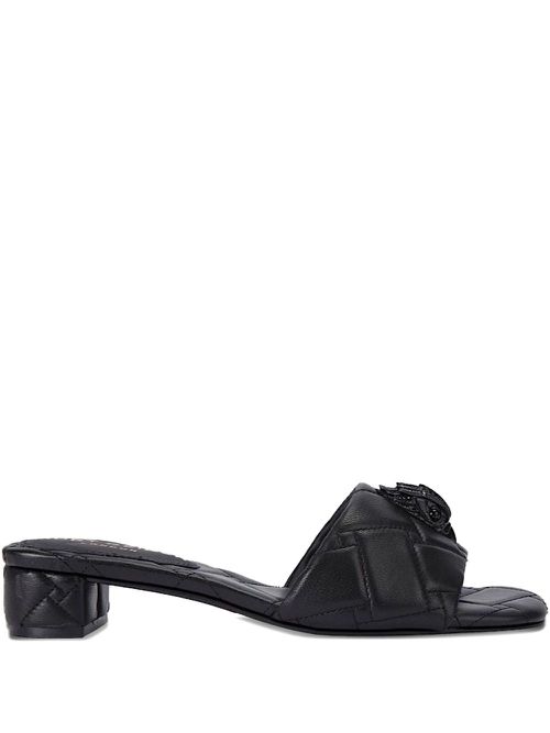 Quilted embellished sandals - Black