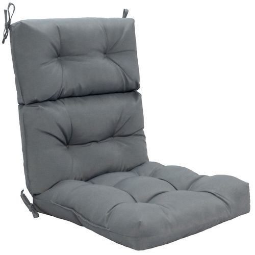 High Back Chair Cushion Patio Chair Seat Pads with Non-slip Rope Belts-Grey