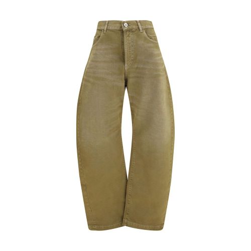 Wide-Leg Cotton Denim Jeans — Brown