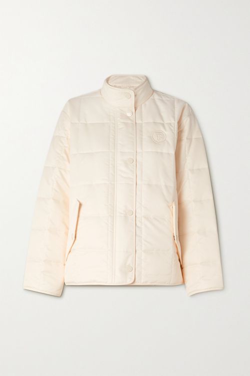 Embroidered Quilted Padded Recycled Shell Jacket - Cream - XXS