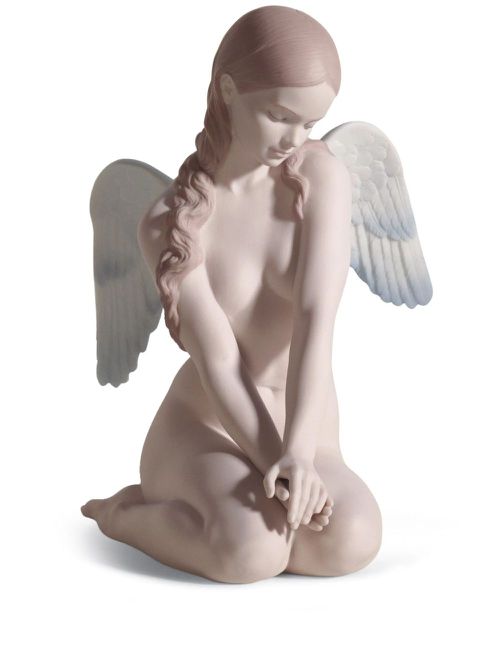 Beautiful Angel porcelain figurine (20cm) - Pink
