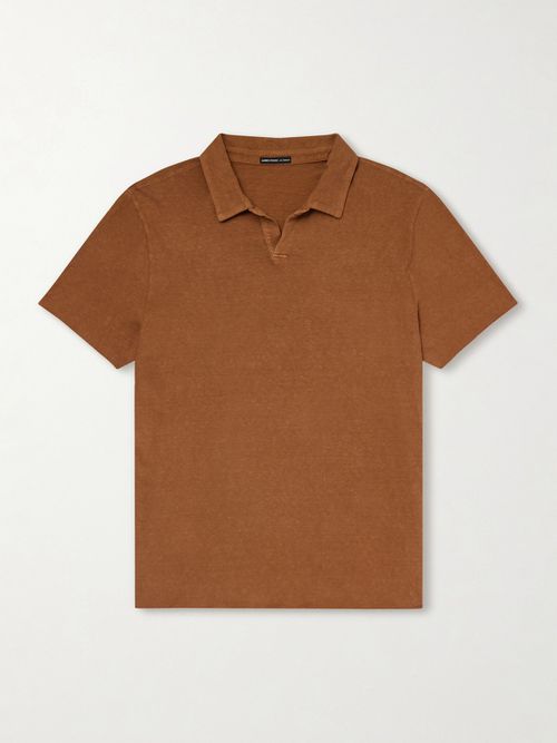 Open-Collar Slub Cotton-Jersey Polo Shirt