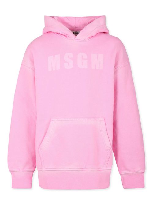 Logo-print cotton hoodie - Pink