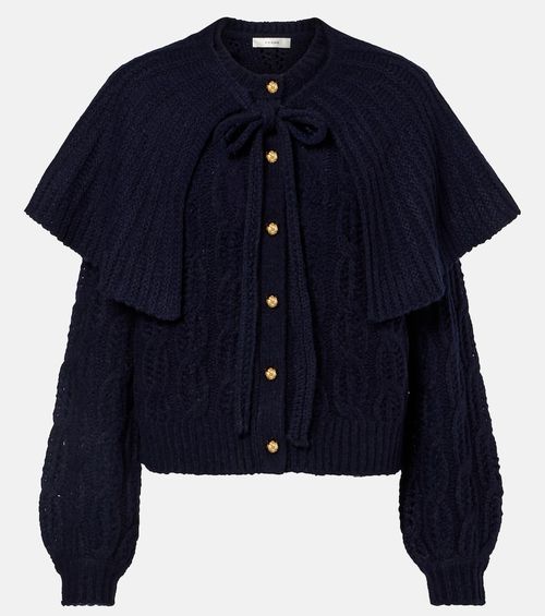 Caped wool-blend cardigan