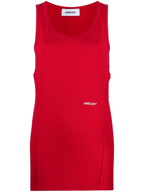 Logo-print tank top - Red