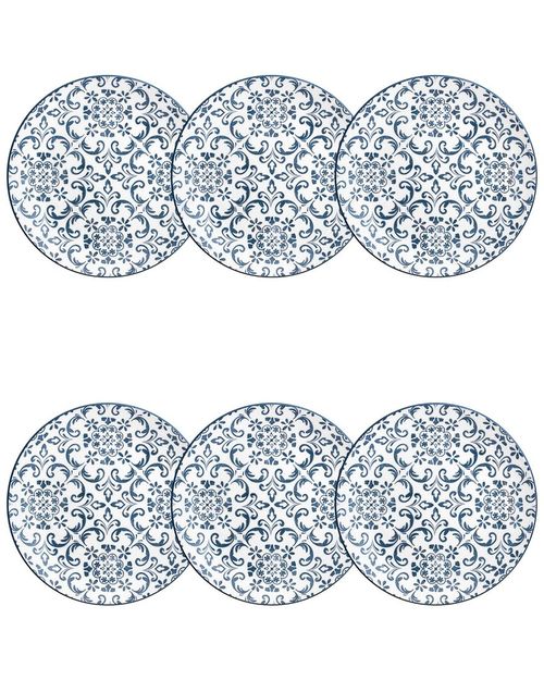 Set Of 6 Mediterranean Blue Salad Plates