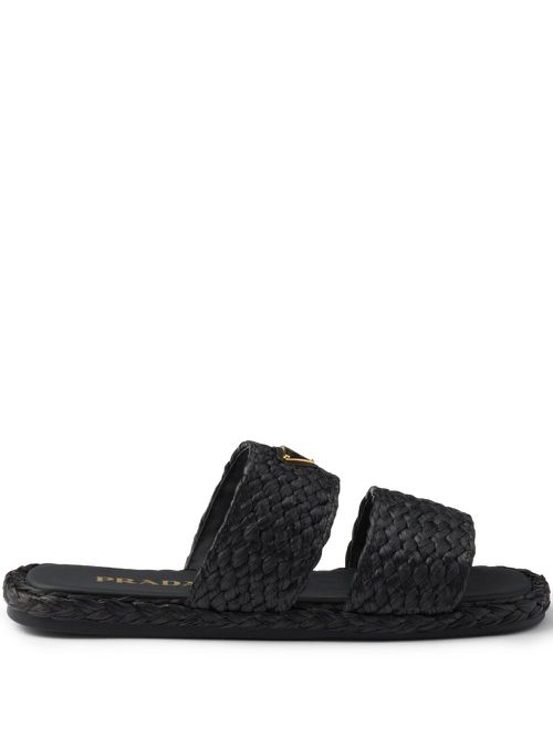 Prada raffia slides - Black